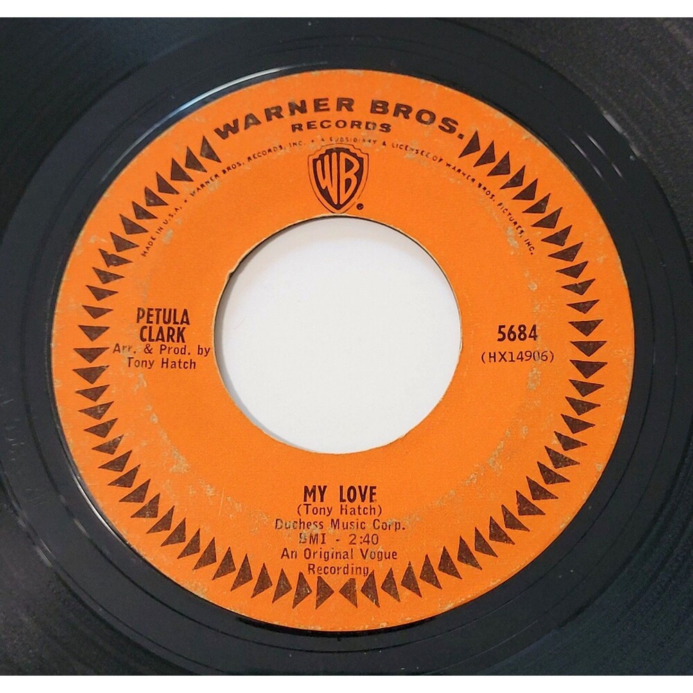 Petula Clark My Love / Where Am I Going Me 45 RPM Warner Bros. VG 1965 Pop
